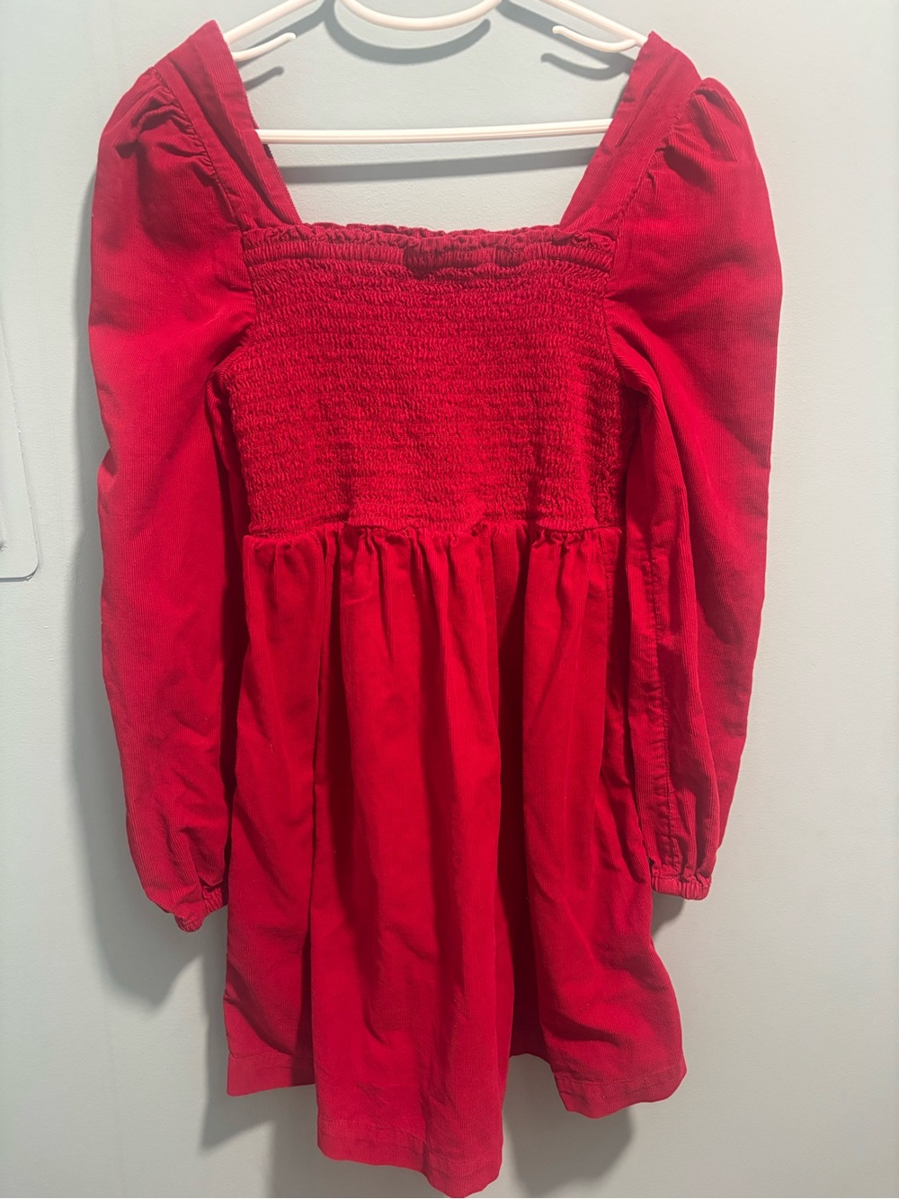 GAP Red Smocked Puff-Sleeve Casual Dress